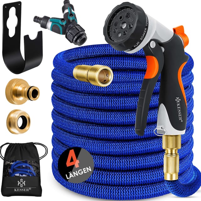 KESSER® Premium Gartenschlauch Flexibler Wasserschlauch dehnbarer Flexischlauch Blau / 45 Meter