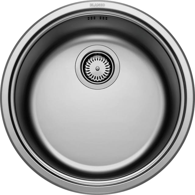 Spülbecken rund ø 460mm Rondosol - Edelstahlspüle, Bürstfinish + Siebkorbüberlaufventil - Blanco
