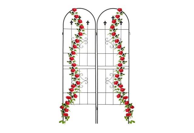 Rankgitter, 2er Set, HxB 180 x 50 cm, Metall, Rankhilfe für Kletterpflanzen, freistehend, zum Stecken, schwarz - Relaxdays