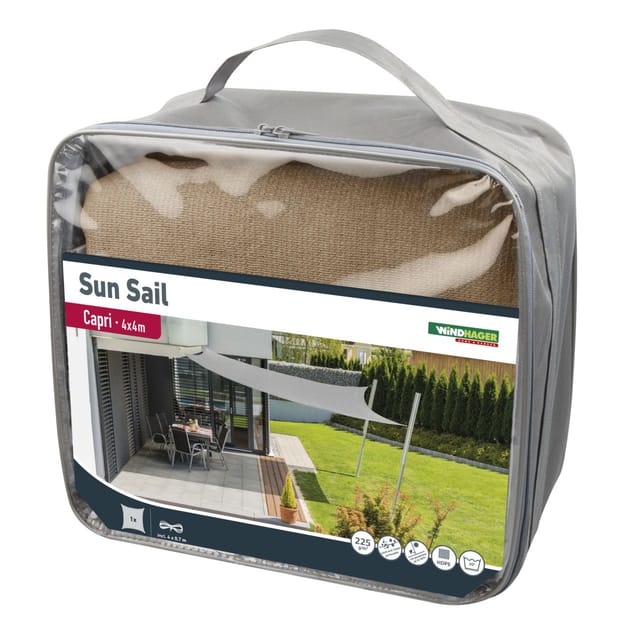 Windhager - Sonnensegel Capri 4x4m reed Sonnenschutz UV-Schutz 50+ Sonnendach