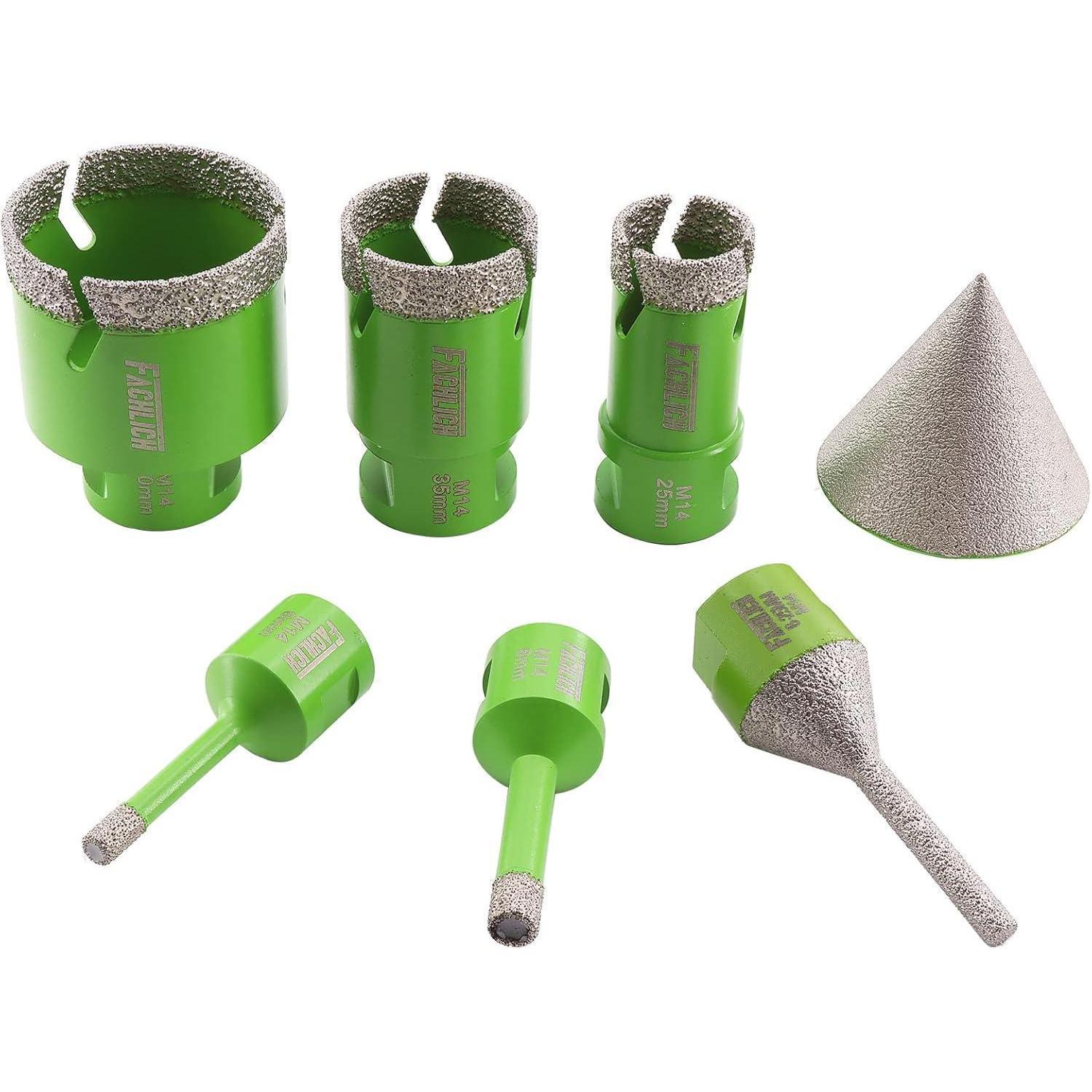 Diamantbohrer Set 7-teilig 6-50mm Für Fliesen, Granit, Marmor