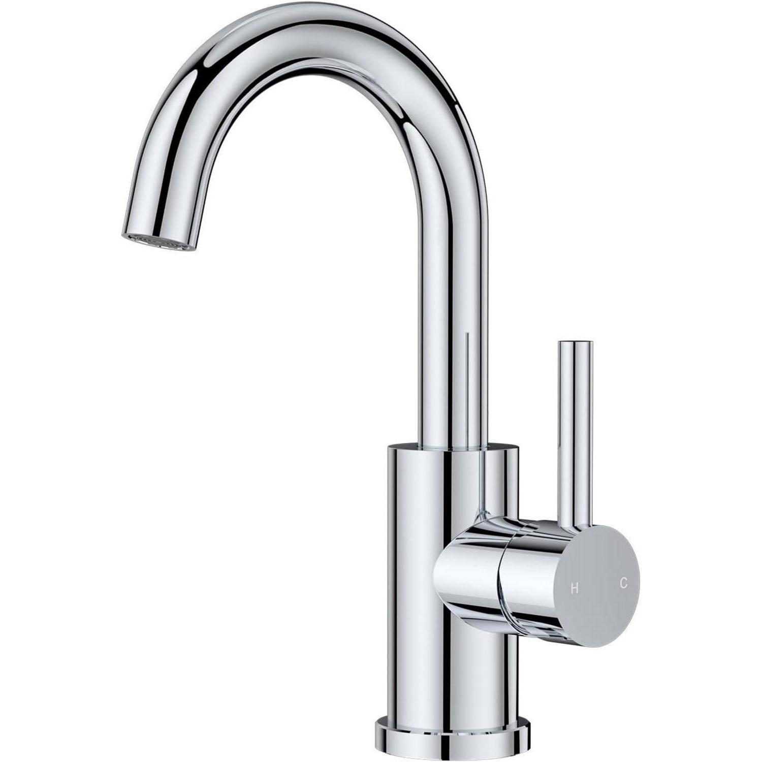 Waschtischarmatur Hoch 360° Drehbar, Edelstahl, Warm/kaltwasser, Polierter Chrom