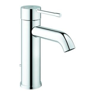 Grohe Essence 1-Loch-Einhand-Waschtischbatterie S-Size, Chrom, Zugstangen-Garnitur, Verstellbarer Mousseur, 5l/min