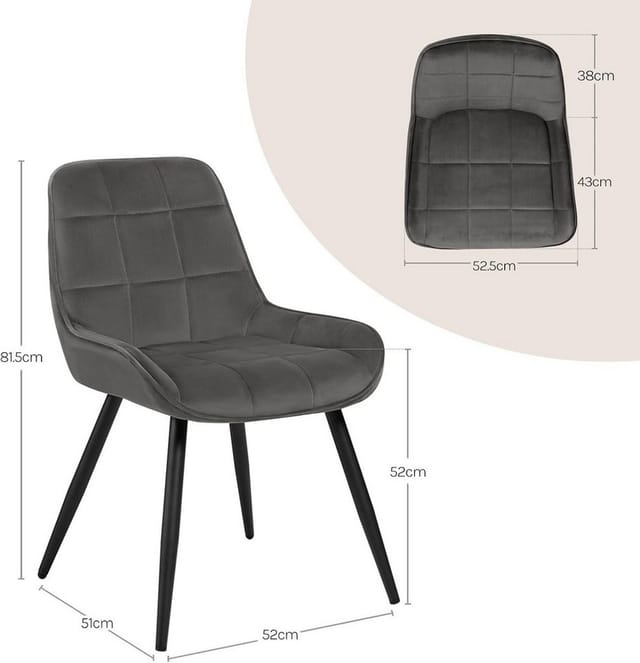 WOLTU Esszimmerstühle 2er Set, Polsterstuhl Samt, Küchenstuhl gepolstert, Akzentstuhl für Wohnzimmer Schlafzimmer Küche, ergonomischer Stuhl mit