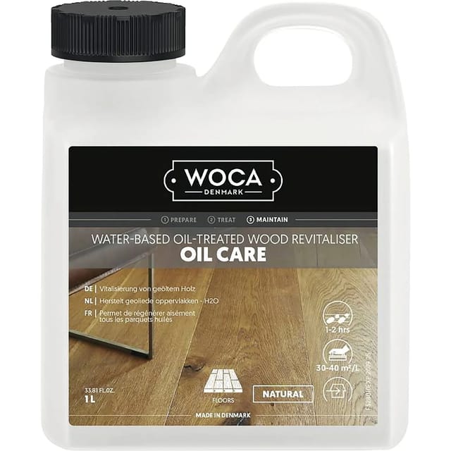 Woca - Oil Care Holzboden-Pflegeöl für geölte Böden, Holzbodenpflege 1 Liter weiß