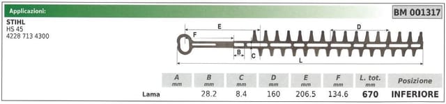 STIHL HS 45 Untermesser 001317