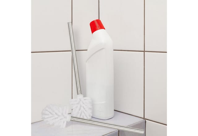 Relaxdays Toilettenbürste, 2er Set, WC-Bürste, Ersatz, abnehmbarer Bürstenkopf, Klobürste Edelstahl, HxD 35 x 8 cm, weiß