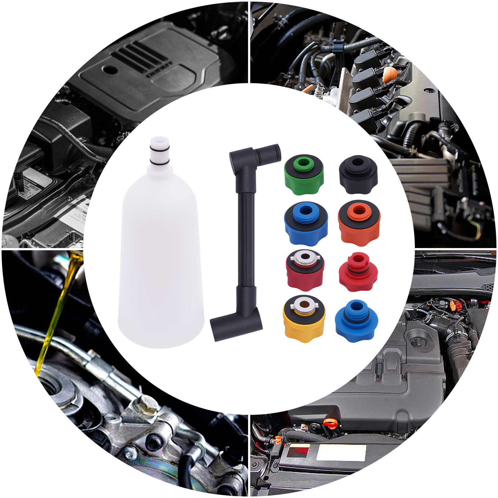 10-tlg. Universal Öl Einfüllhilfe Motoröl Öl Trichter Einfülltrichter 8 Adapter