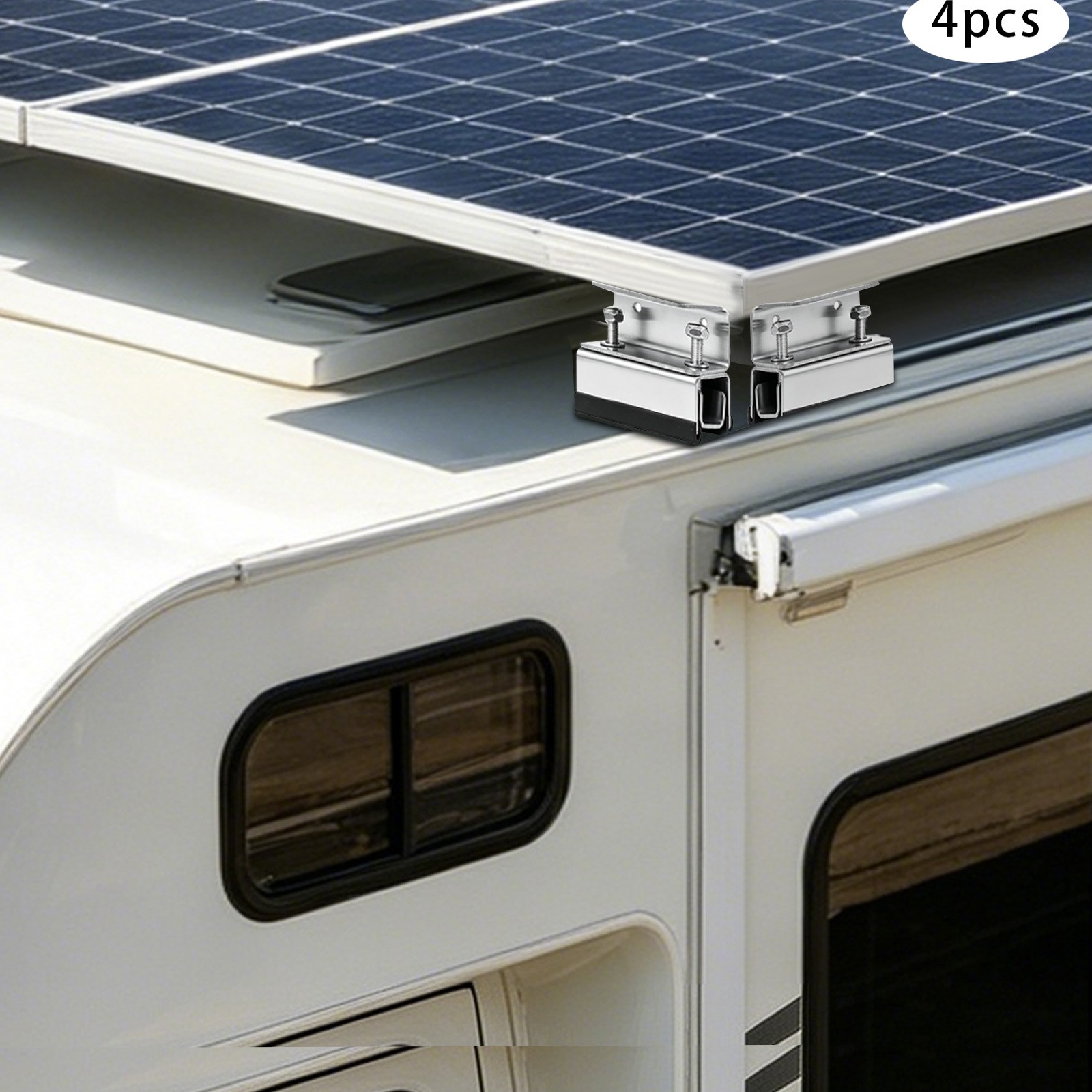 4x Solarpanel-halterung Für Wohnmobil, 304 Edelstahl Dachträgerhalterung, Passend Für Querträger, Klemmen