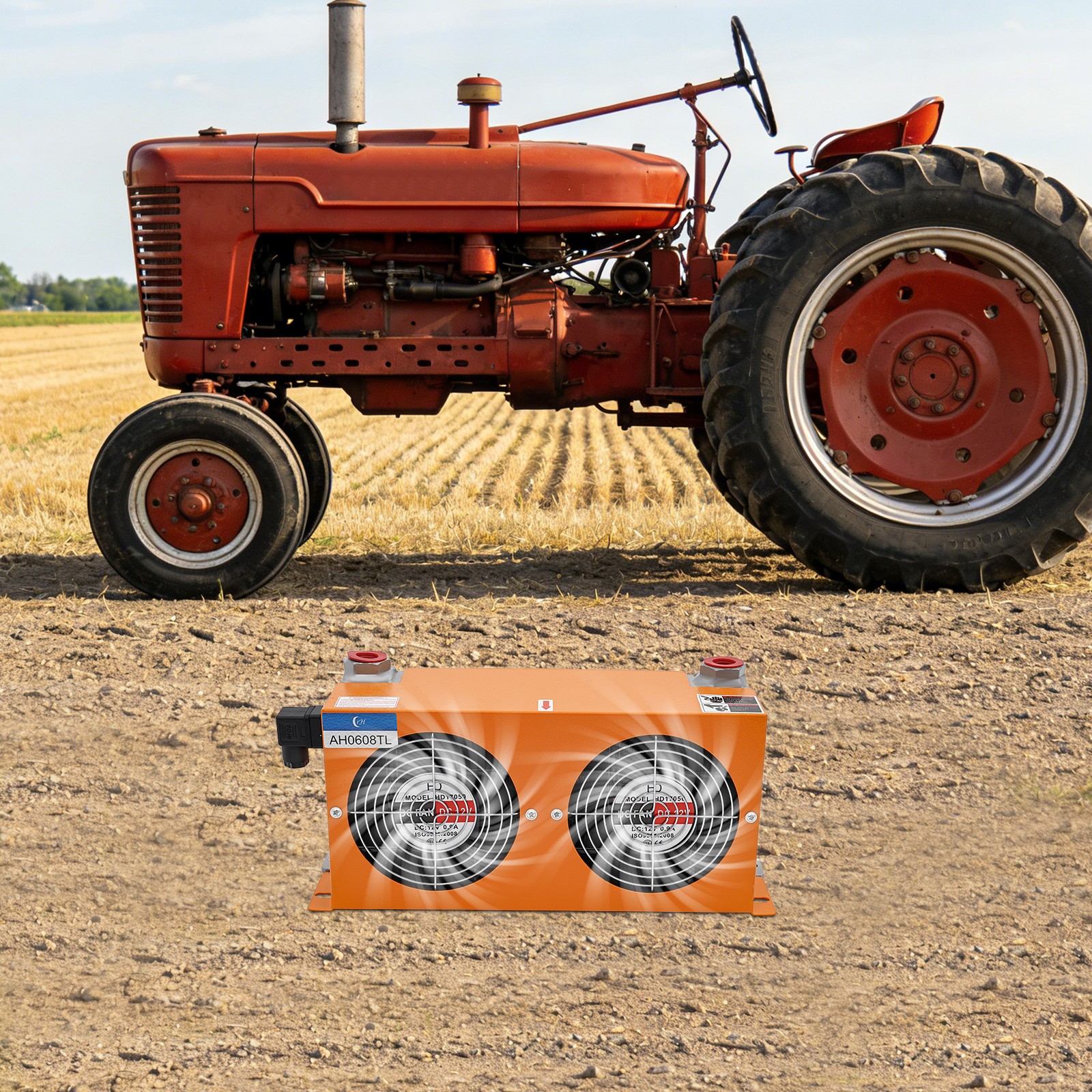 Hydraulikölkühler 12v, 3000 Kcal/h, Doppel-lüfter, Ideal Für Baumaschinen, Landmaschinen, Orange