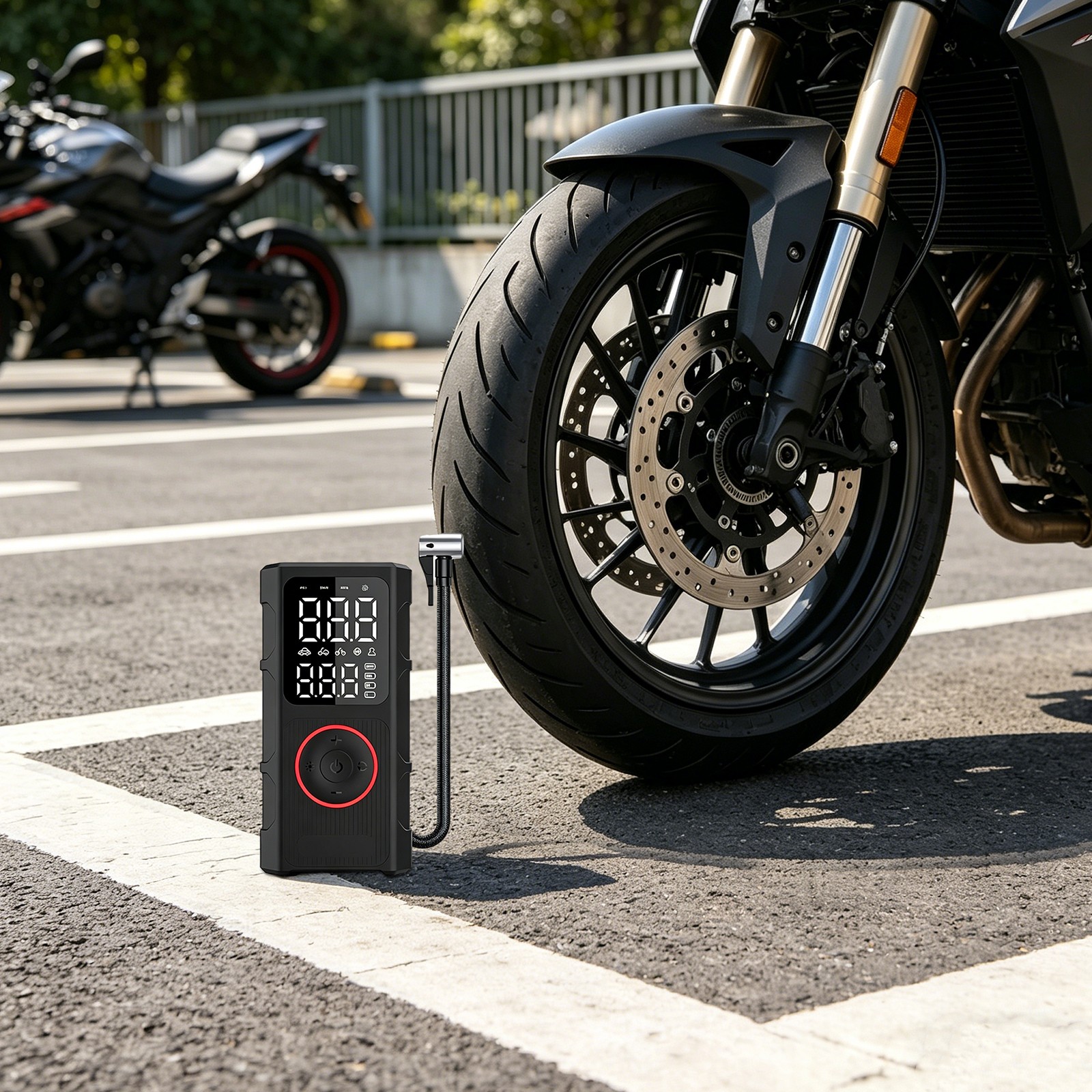 Tragbare Reifenfüllpumpe 150 Psi, Digitales Led-display, 5 Modi, Kompaktes Design, Ideal Für Auto, Fahrrad, Bälle