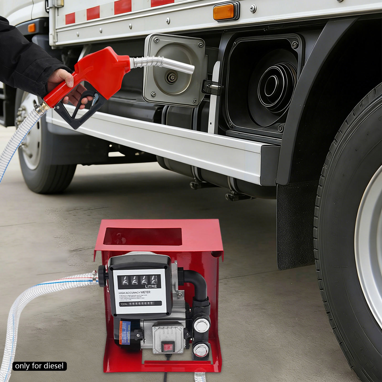 Diesel Transferpumpe 550w, 60l/min, Selbstansaugend, Mit Zapfpistole & Filter, Eu-stecker