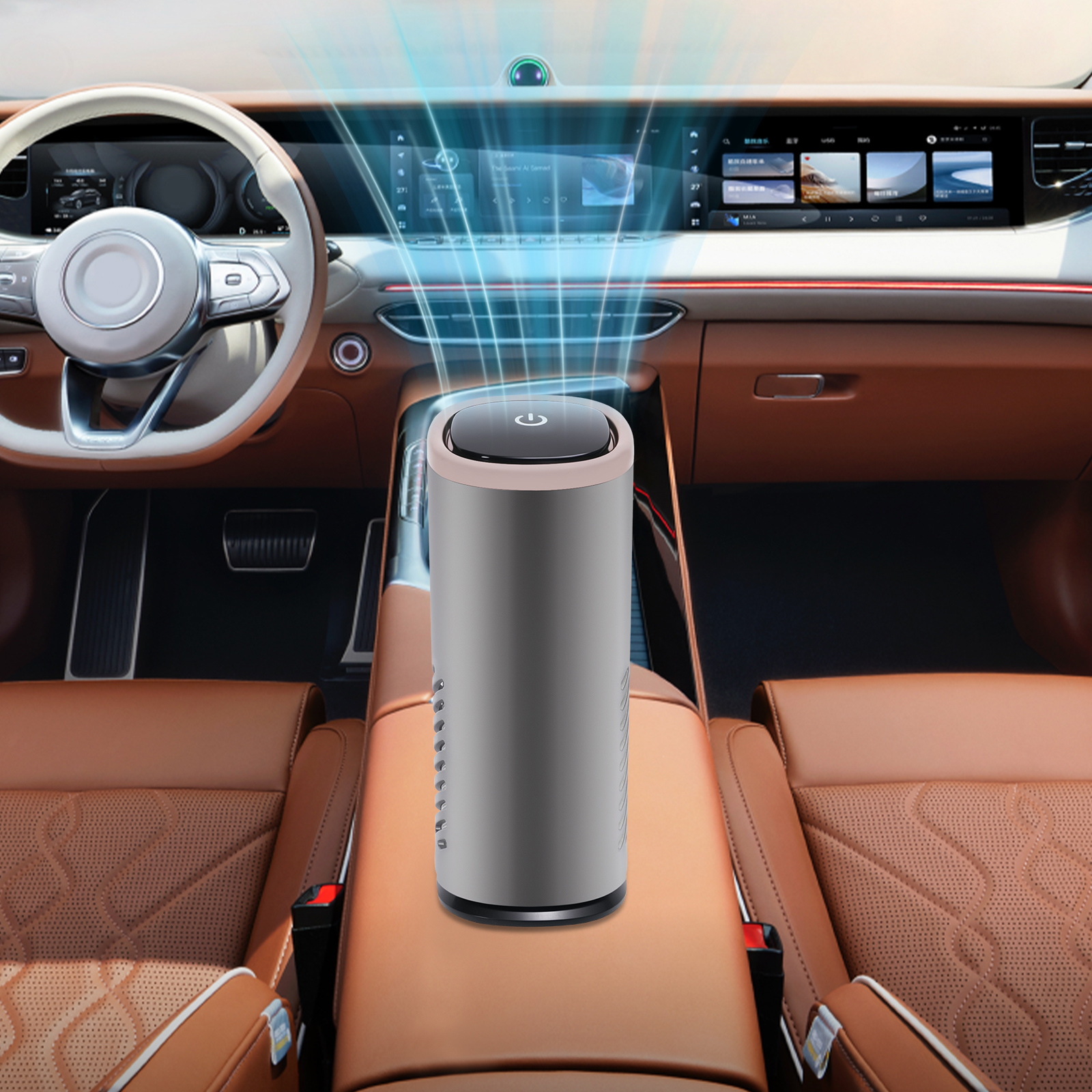 Luftreiniger, Grau Auto-luftreiniger, Hepa Aktivkohle Composite Filterpatrone