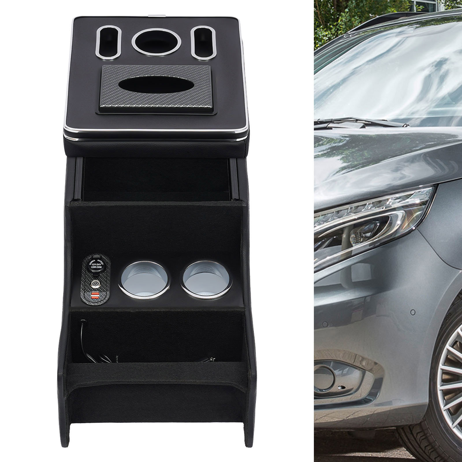 Armlehnenbox Für Mercedes-benz Vito 119, Holz/pu, Großer Stauraum, Einfache Installation