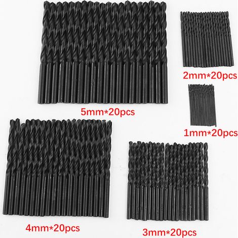 100 Stück Nitrierte Spiralbohrer Aus Hochgeschwindigkeitsstahl (1 Mm, 2 Mm, 3 Mm, 4 Mm, 5 Mm) Zum Bohren Von Holz Und Kunststoff.