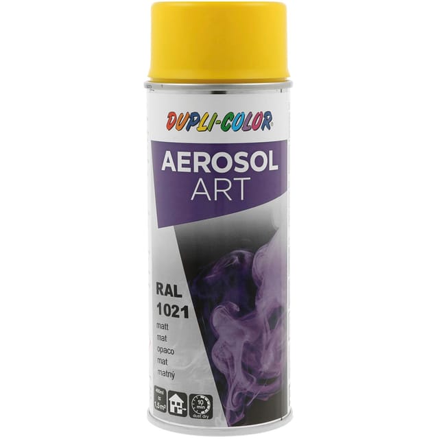Dupli Color Aerosol Art Lackspray Graffiti Dose - wetterfest, lichtecht und UV-beständig - Graffiti-Spray 400ml, rapsgelb matt RAL 1021