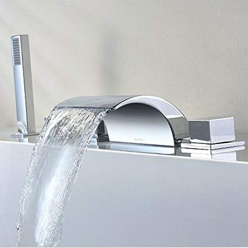 Wasserfallarmatur Für Die Badewanne – Aus Messing – 1/2" – Mit Handbrause – 5-loch-armatur + Duschkopf – Badewannenrandarmatur – Mischbatterie Aus Messing