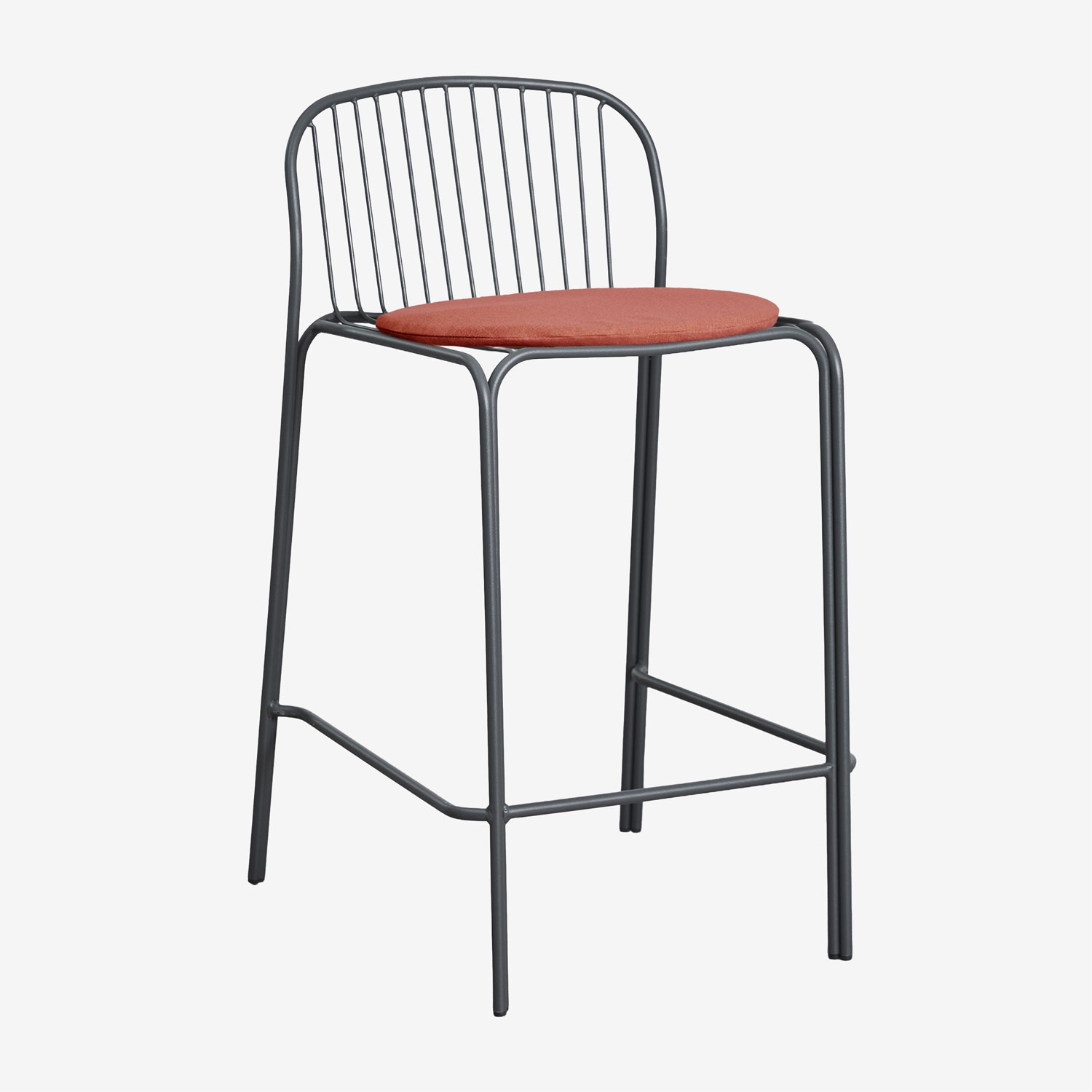 Sklum Pack Aus 2 Hohen Gartenhockern Aus Stahl Anerina Grau Graphit ↑65 Cm