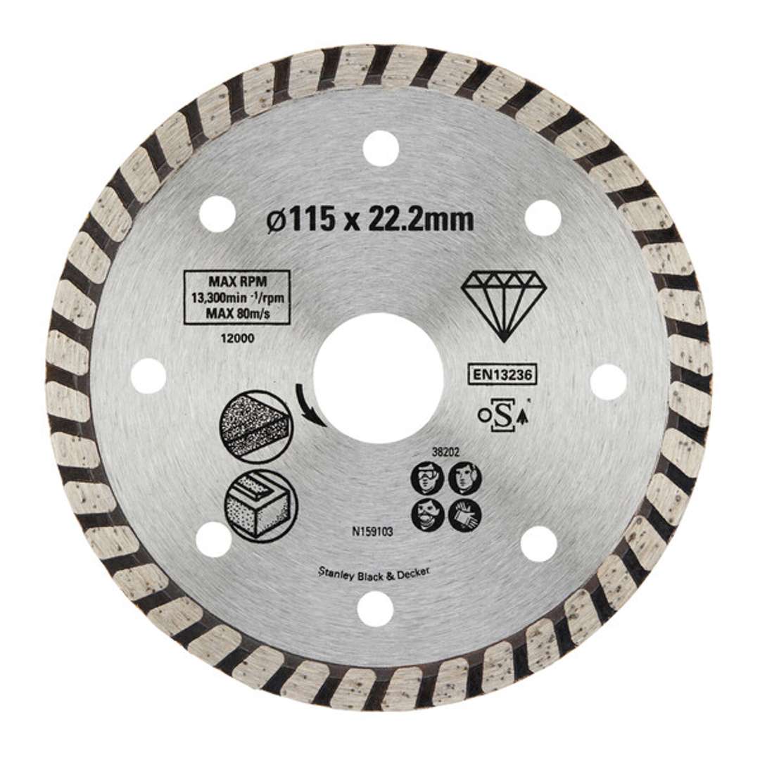 Stanley - Zubehör - Diamanttrennscheibe Für Granit Und Ziegel, 115x22,2 Mm Sta38202-xj