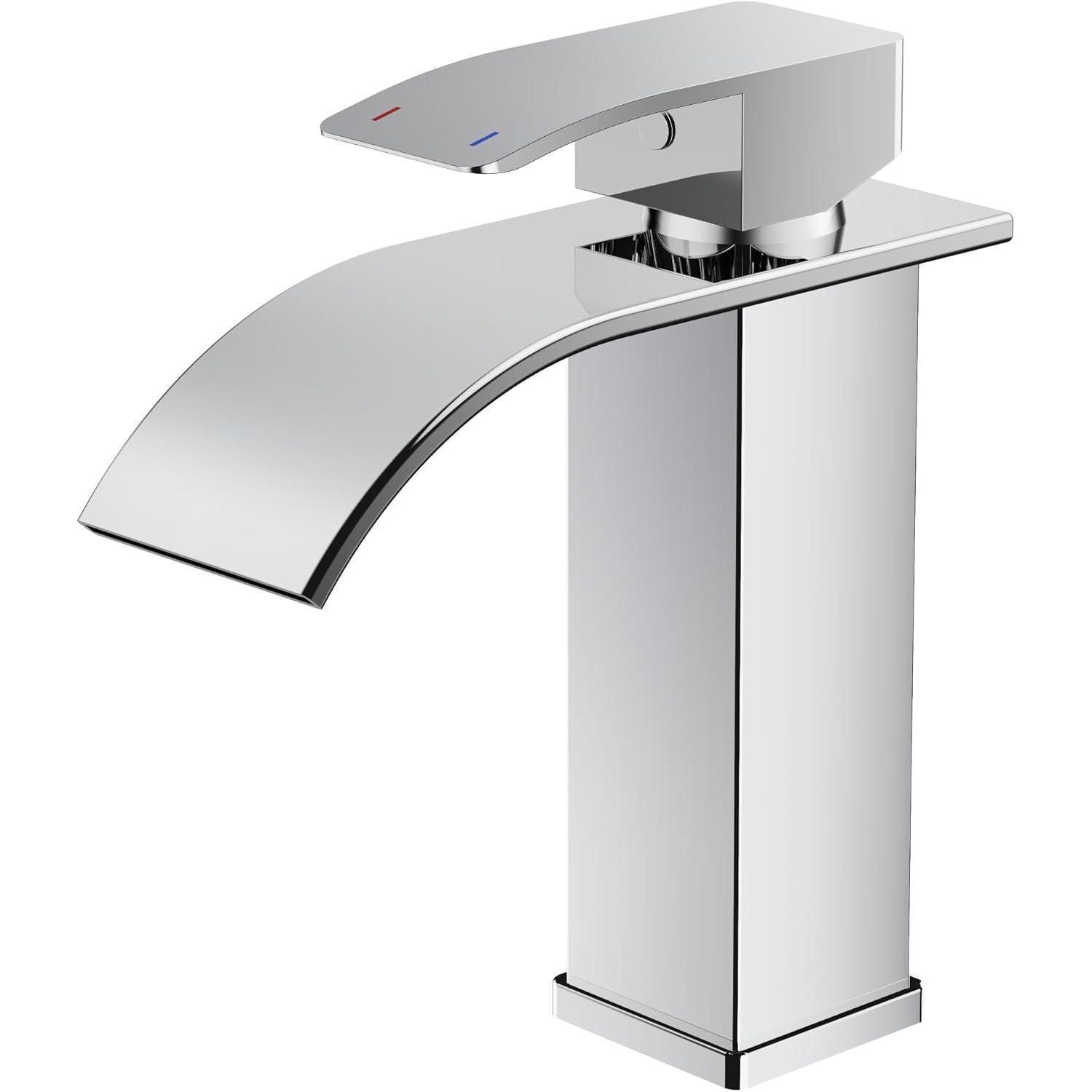 Waschtischarmatur Wasserfall Einhandmischer Mit 110mm Auslaufhöhe, Chrom, Wassersparend