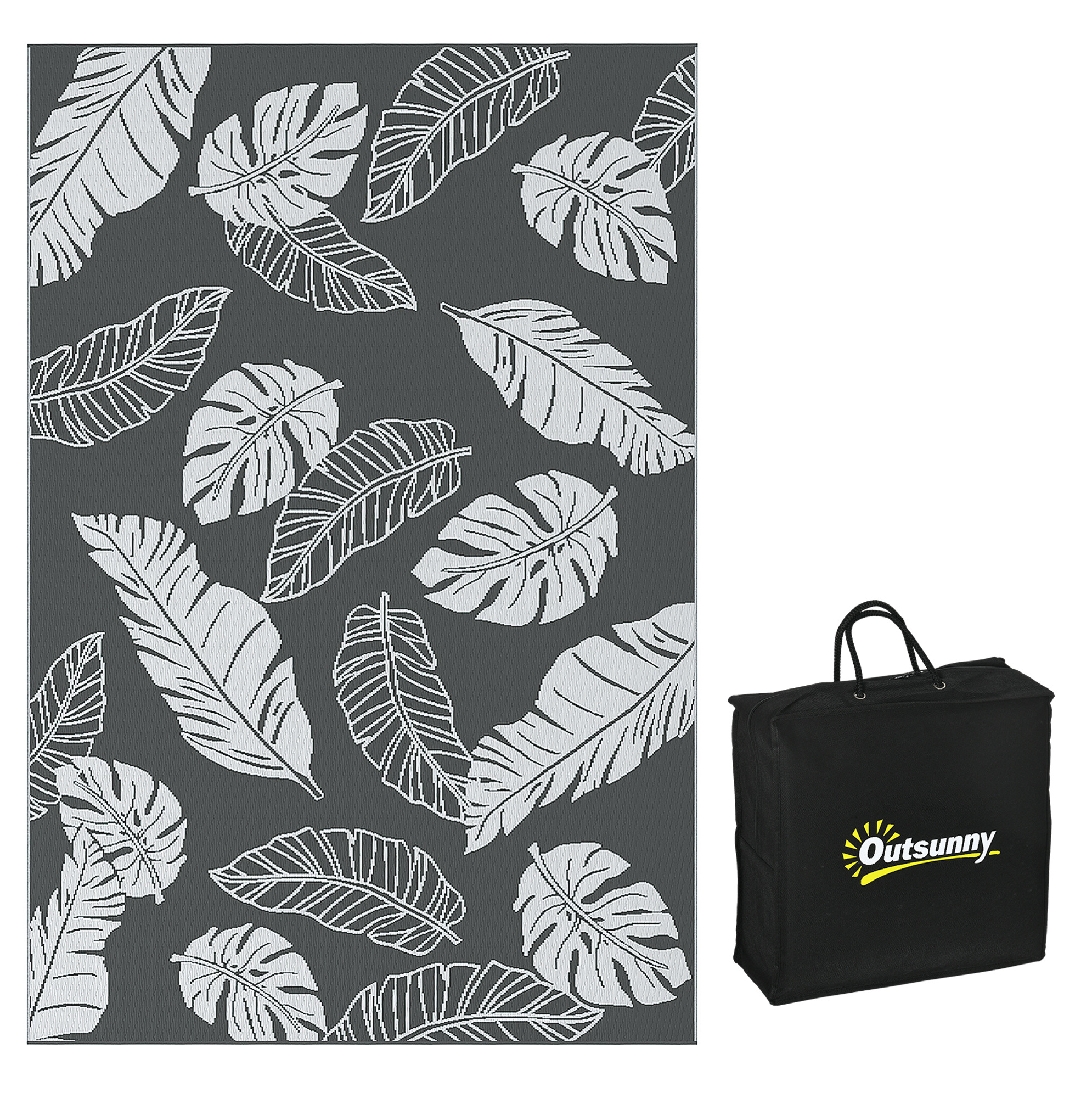 Wendbarer Wasserdichter Outdoor-teppich Aus Kunststoff 182 X 274 Cm Grau Weiß