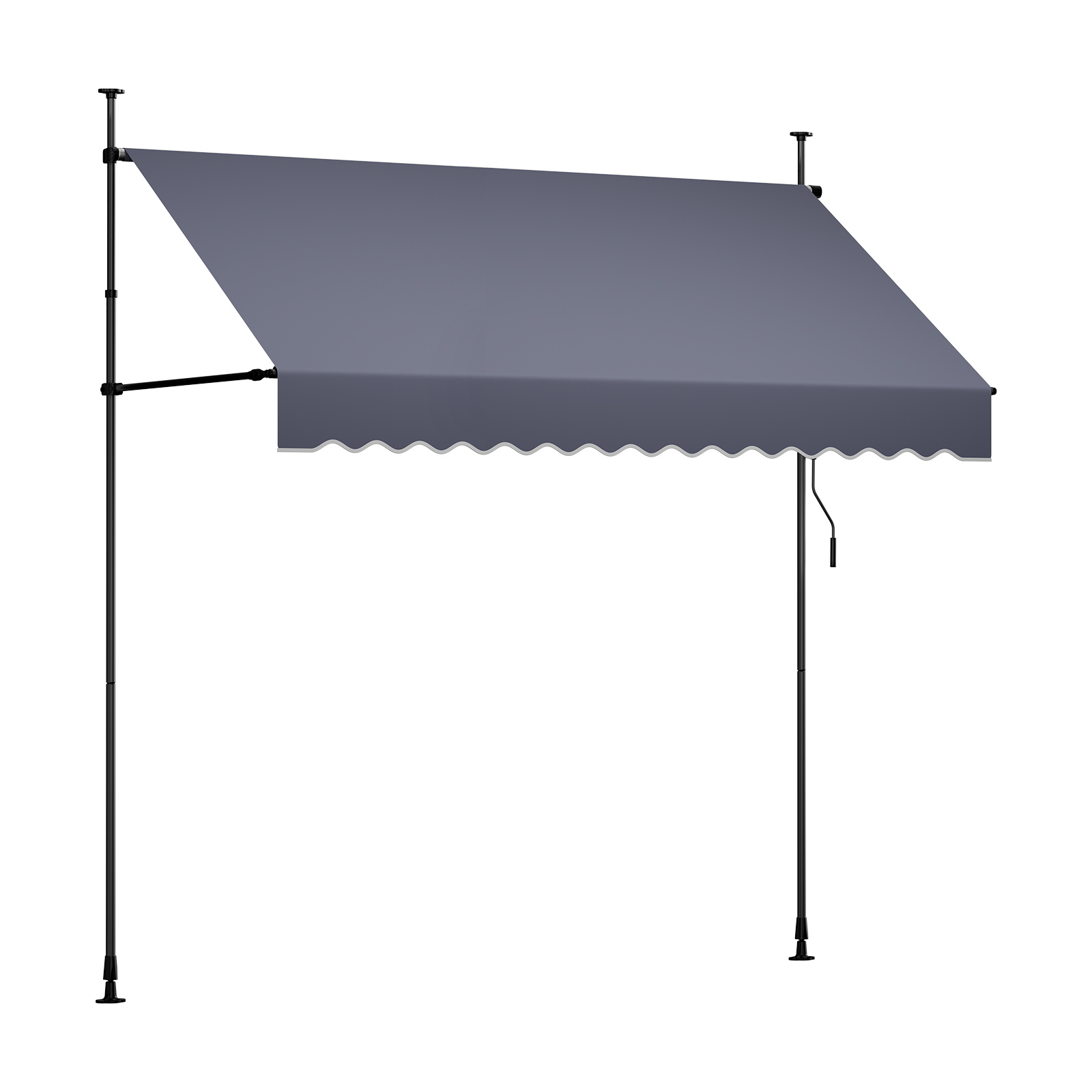 Mophorn Klemmmarkise 250 Cm, Höhenverstellbare Markise Mit Handkurbel, Sonnenschutz Upf 80+ Für Terrasse, Balkon Und Garten, Dunkelgrau