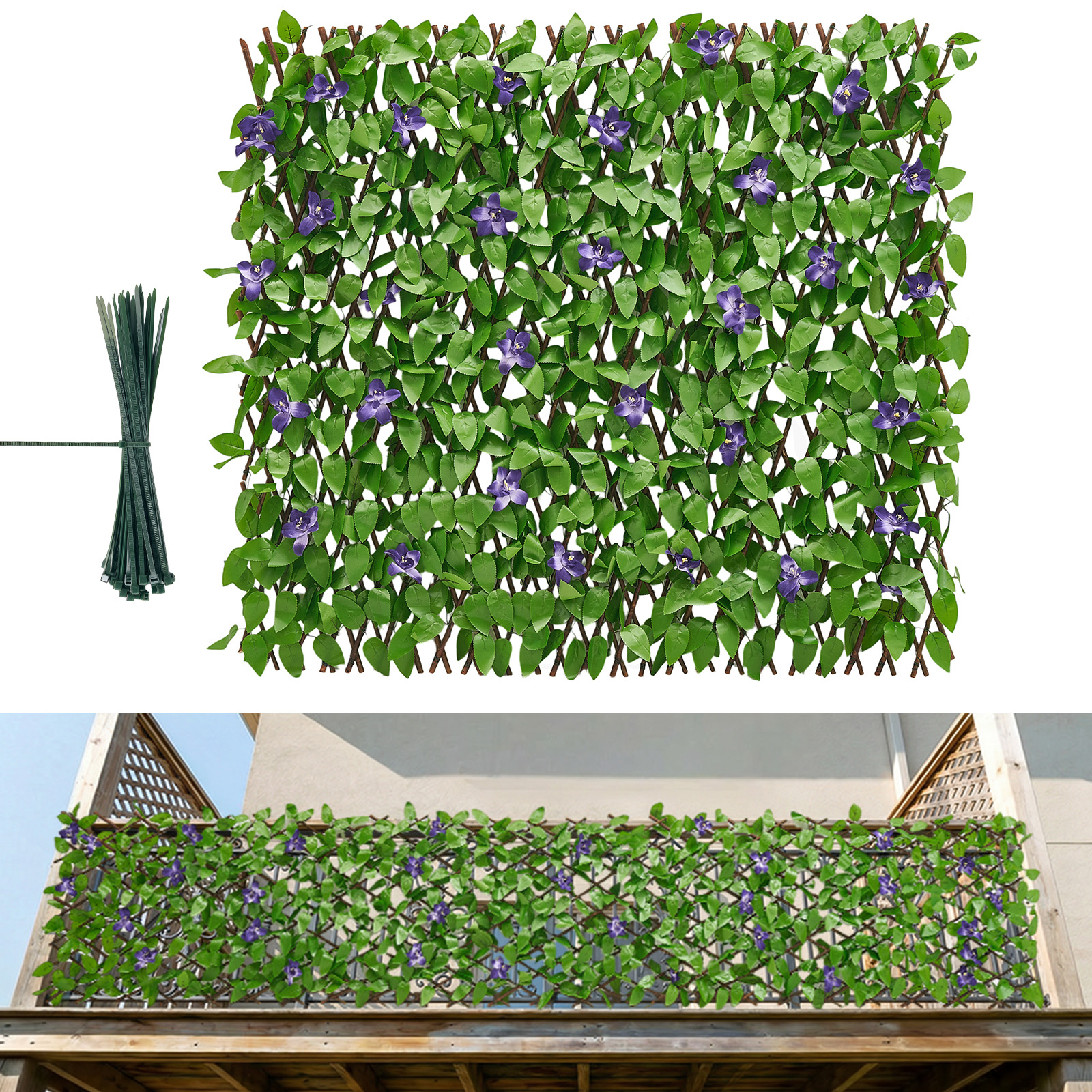 Mophorn Künstliche Hecke 65x310 Cm 2-teiliges Set, Pflanzenwand Aus Pe, Sichtschutzzaun, Windschutz, Kunsthecke, Balkonverkleidung Für Hochzeiten, Innenbereiche, Gärten Und Hinterhöfe