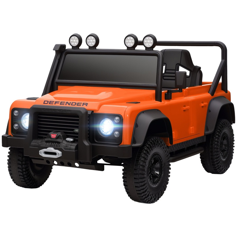 Kinder-elektroauto, Offiziell Lizenzierter Land Rover Defender 110 Svx, Mit Elternfernbedienung Und Led-scheinwerfern, Kunststoff, Orange