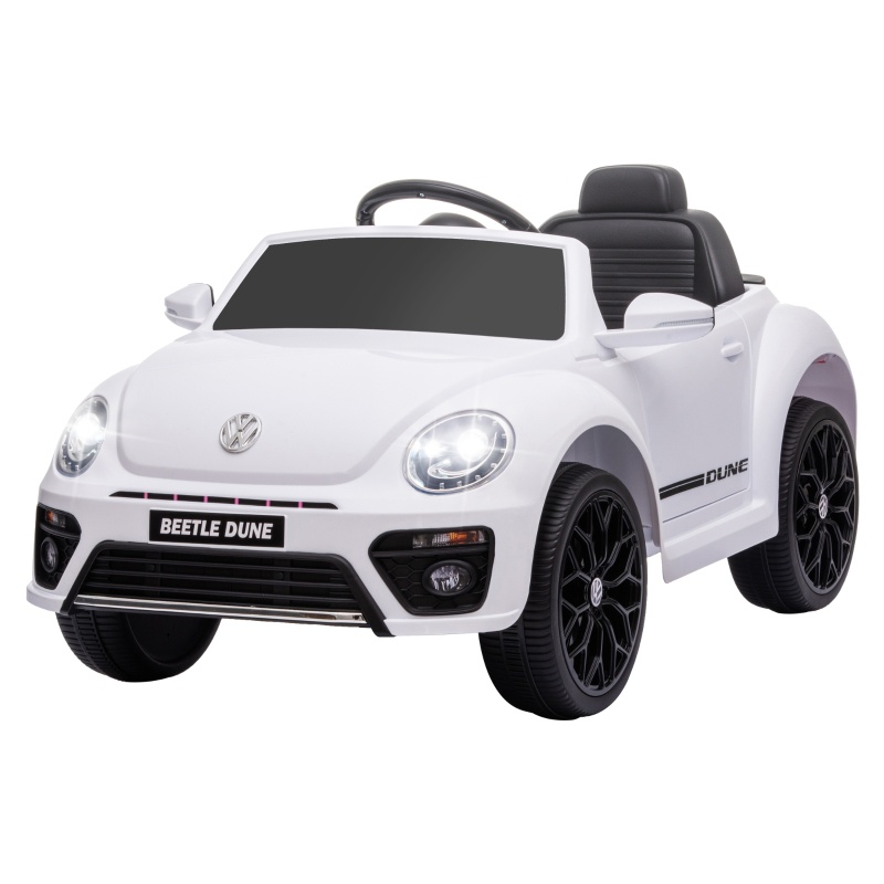Kinder-elektroauto, Offiziell Lizenzierter Vw Beetle Mit Elternfernbedienung, 12-v-motor, 3–5 Km/h, Usb-musikfunktion, Weiß