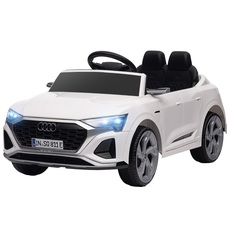 Lizenziertes Audi Q8 E-tron Kinder-elektroauto, 12 V Mit Elternfernbedienung, Robuster Kunststoff, 98 × 49,5 × 43 Cm, Weiß