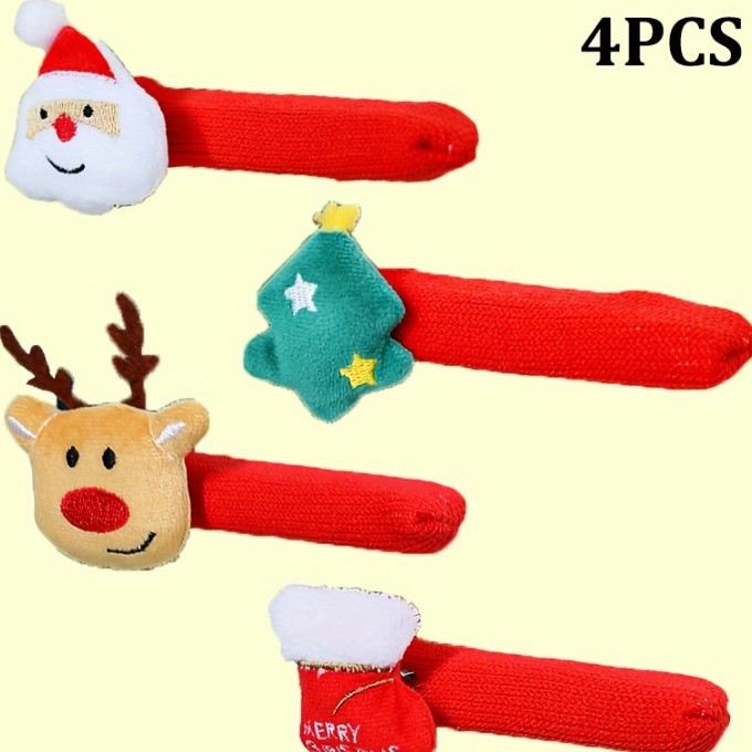 Weihnachtliche Türgriffüberzüge (4er-set): Dekorative Rote, Gestrickte Türgriffüberzüge Aus Frostschutzmaterial Für Die Weihnachtsdekoration