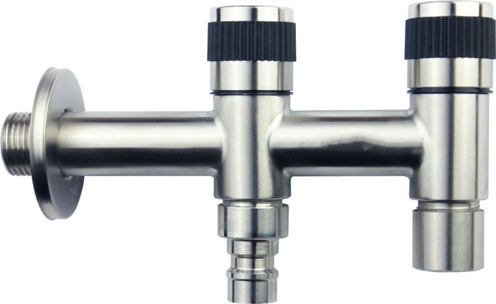 Doppelter Edelstahl-wasserhahn Mit 1/2-zoll-drehventil Für Gartenwasseranschlüsse.
