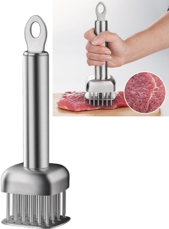 Einteiliger Fleischhammer Aus Edelstahl, Scharf Und Langlebig, Steakhammer, Fleischhammer, 6 X 6 X 20 Cm, Für Die Küche, Zum Grillen Von Steaks Und Zum Zerkleinern Von Fleisch