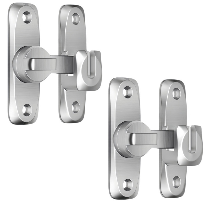 Zwei Verstärkte 90/180-grad-schiebetürschlösser, Silberne, Robuste Doppelriegel-türriegel Aus Aluminiumlegierung.