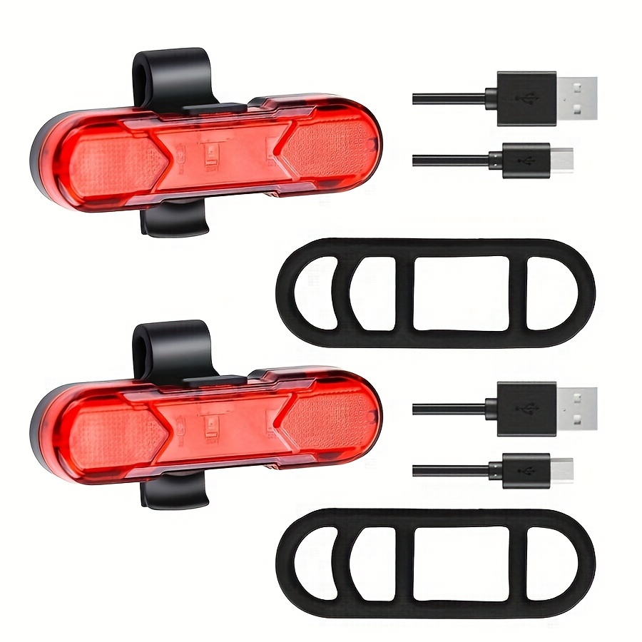2er-pack Wiederaufladbare Usb-fahrradrücklichter, Gut Sichtbare Led-warnleuchten Für Mountainbikes Und Rennräder