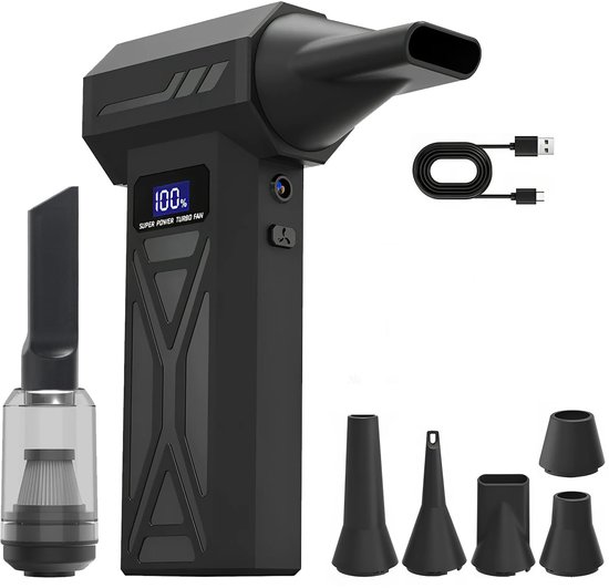 Druckluftgebläse, Led-taschenlampe, 150.000 U/min, 4 Geschwindigkeitsstufen, Display, Für Tastaturen/autos