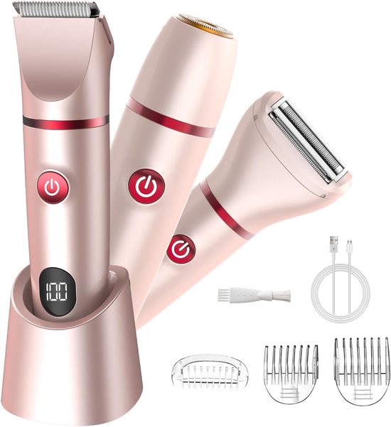 Damenrasierer, Bikini-trimmer Für Damen, 3-in-1 Intimhaartrimmer Mit Lcd-display, Wasserdicht