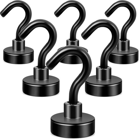 Schwarze Magnethaken, Magnete Mit Über 9 Kg Tragkraft, Extra Starke Haken Für Kühlschrank, Super Cruiser, Zum Aufhängen Von Vorhängen, Grills, Handtüchern Und Decken, 6er-packung