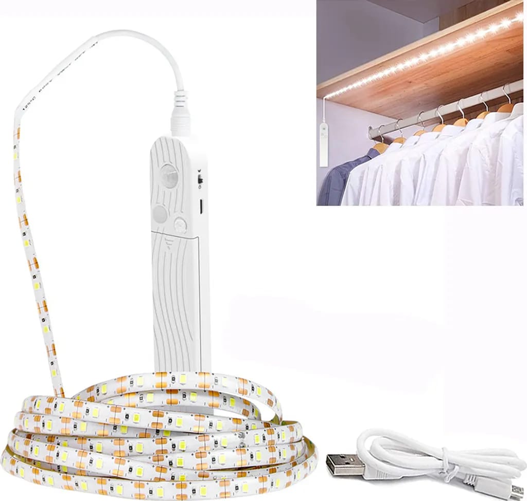 Led-lichtleiste, 6500k Kaltweißes Licht, Mit Bewegungssensor, Usb-stromversorgung, Geeignet Für Schrankbeleuchtung, 1 Meter Lang.