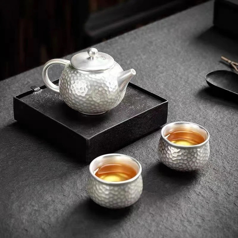 Teeservice Aus 999er Feinsilber – Traditionelles Silber-teeservice – Mit Zwei Tassen – Keramikbeschichtung – Geeignet Für Nachmittagstee Oder Kaffee (silberservice)