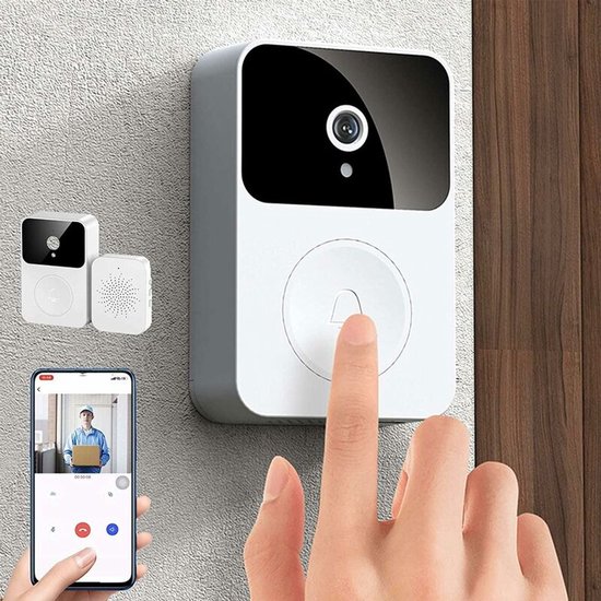 Kabellose Smart-video-türklingel Mit Gegensprechfunktion, Hd-nachtsicht, Wlan-ladefunktion, Zwei-wege-kommunikation, App-steuerung, Schwarz