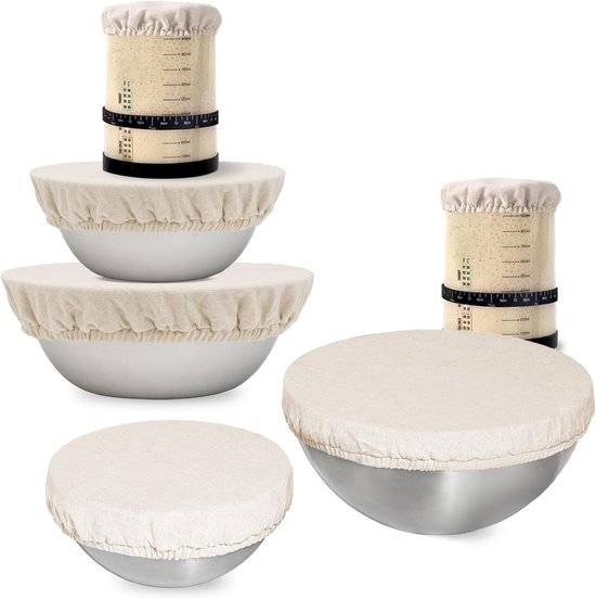 6er-pack Wiederverwendbare Stoffabdeckungen Für Brotgärkörbe (10 Cm, 20 Cm Und 25 Cm)