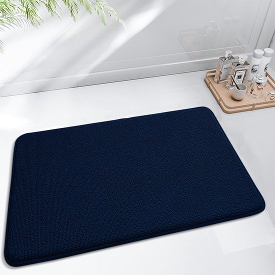 Badematte Aus Memory-schaum, Weich Und Rutschfest, Waschbar, Verdickte, Saugfähige Badematte, Geeignet Für Duschen - 40 X 60 Cm, Marineblau.