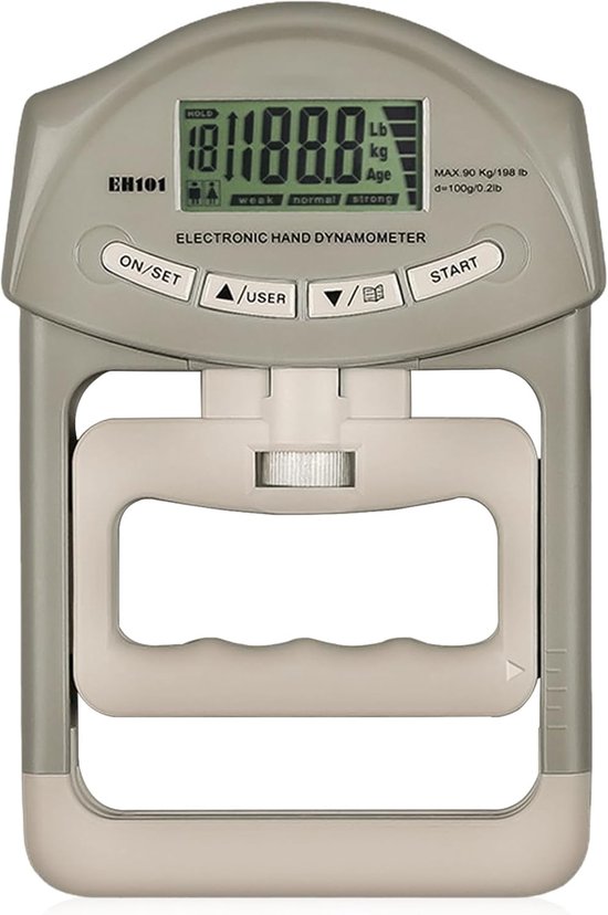 Digitales Handkraftmessgerät, 90 Kg (198 Lbs), Griffkrafttrainer Mit Usb-ladekabel, Elektronischer Griffkrafttrainer, Großes Led-display
