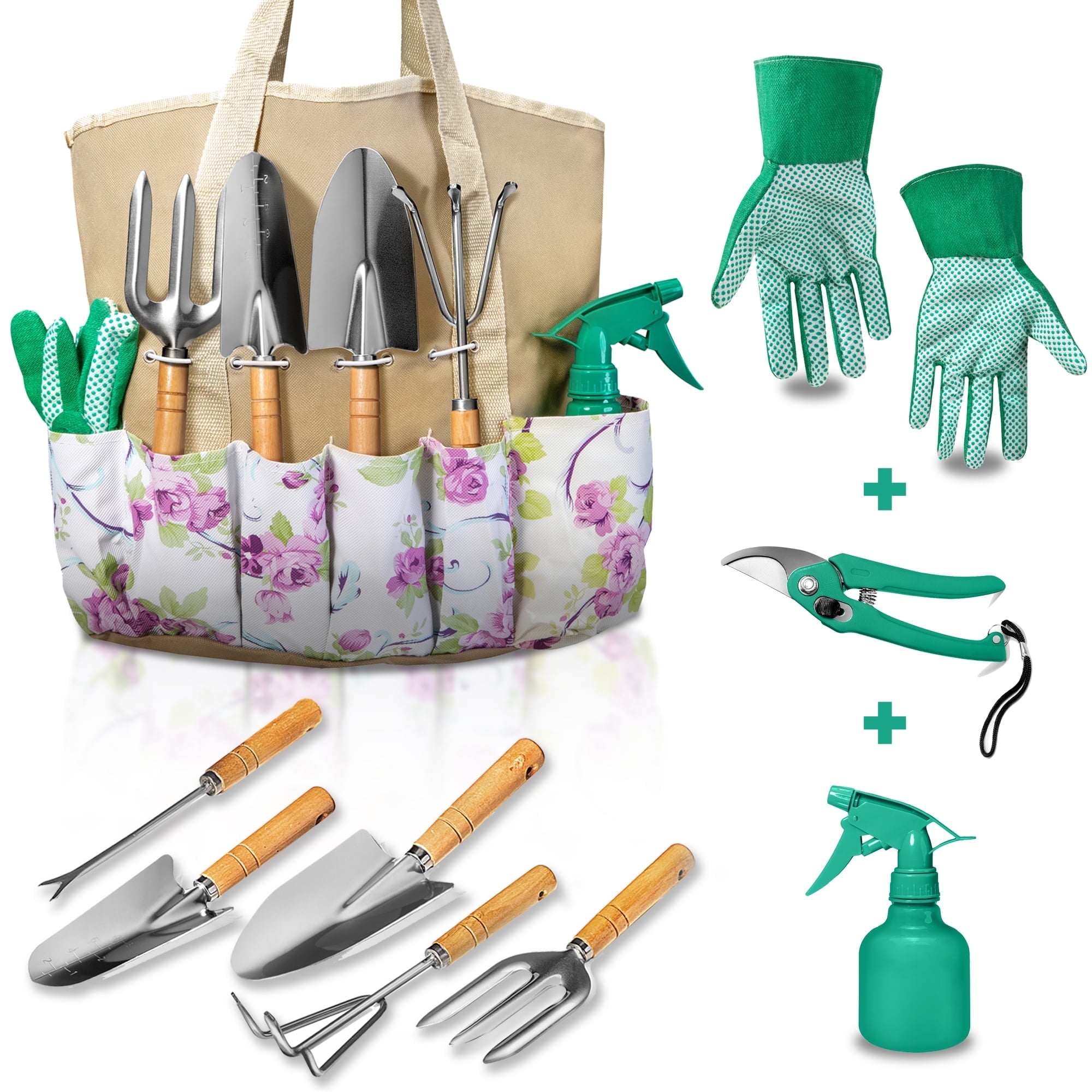 Ein 9-teiliges Gartenwerkzeugset, Inklusive Werkzeugtasche Und Handschuhen, Ein Robustes Gartenhandwerkzeugset, Ein Gartengeschenk Für Mütter.