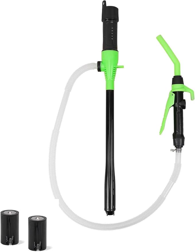 Grüne, Tragbare, Batteriebetriebene Elektrische Kraftstoff- Und Wasserpumpe Mit Filter (2,4 Gpm).