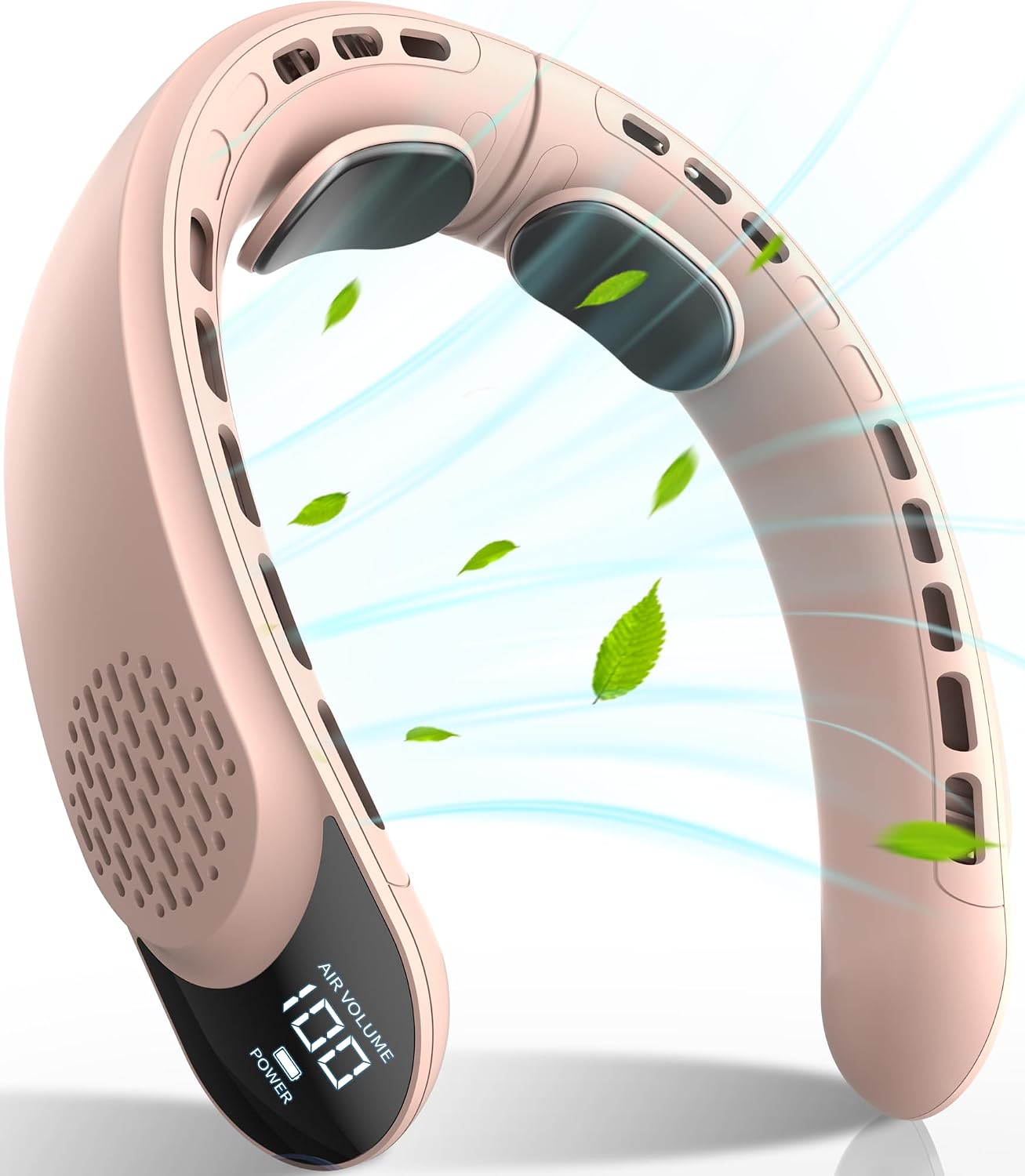 3 Geschwindigkeitsstufen, Usb-c-anschluss – Tragbarer, Wiederaufladbarer Nackenventilator – Persönlicher Ventilator Mit Led-anzeige, 4000-mah-akku, Für Den Außenbereich – Pink