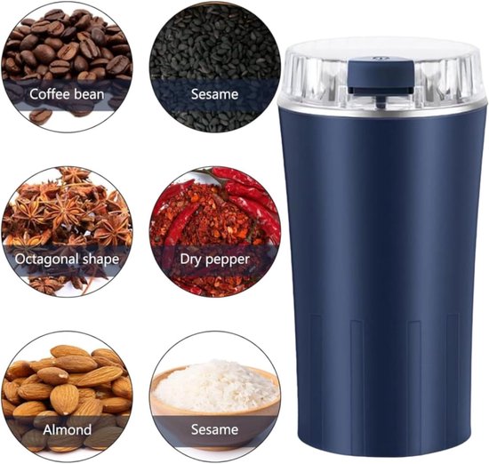 Mühle - Gewürzmühle - Elektrische Mühle - Küchenutensil - Haushalt - Kaffeemühle - Blau - 12 X 12 X 20 Cm - 300 Watt - 220 Volt