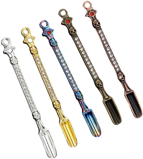 Mini-löffel-set, 5-teilig, Medizin- Und Pulverlöffel Aus Zinklegierung, 84 Mm, Rostbeständig, Dekorativ.