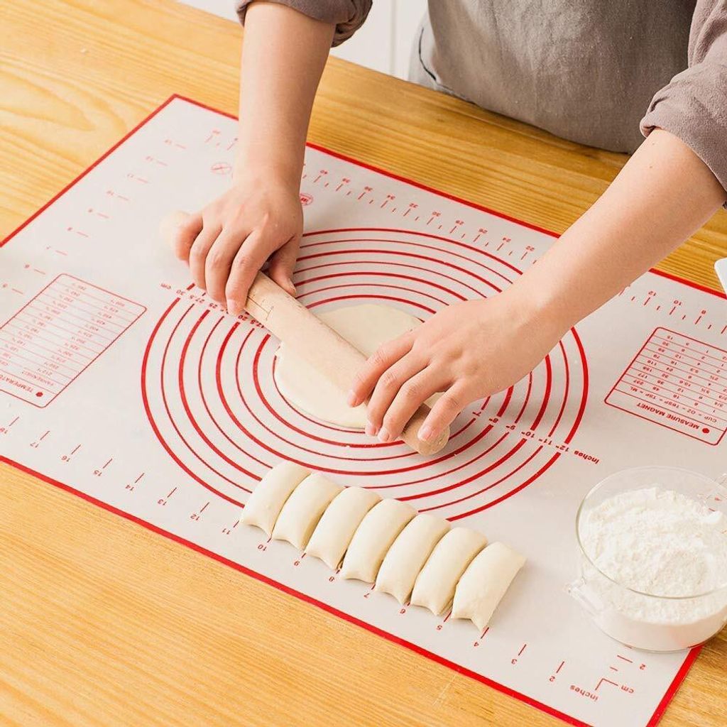 Silikon-backmatte, Bpa-frei, Antihaftbeschichtet, Mit Graduierung, Geeignet Für Fondantteig, Gebäck Und Pizza, Wiederverwendbar, 60 X 40 Cm, Rot.
